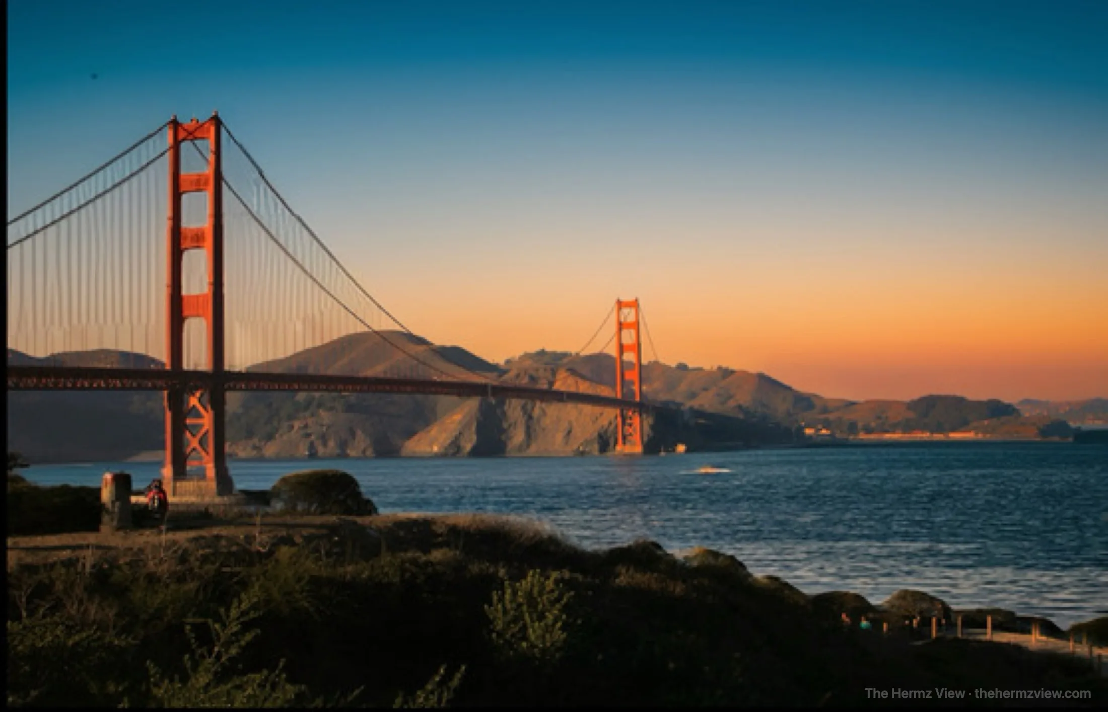 Golden Gate Bridge at evening light
